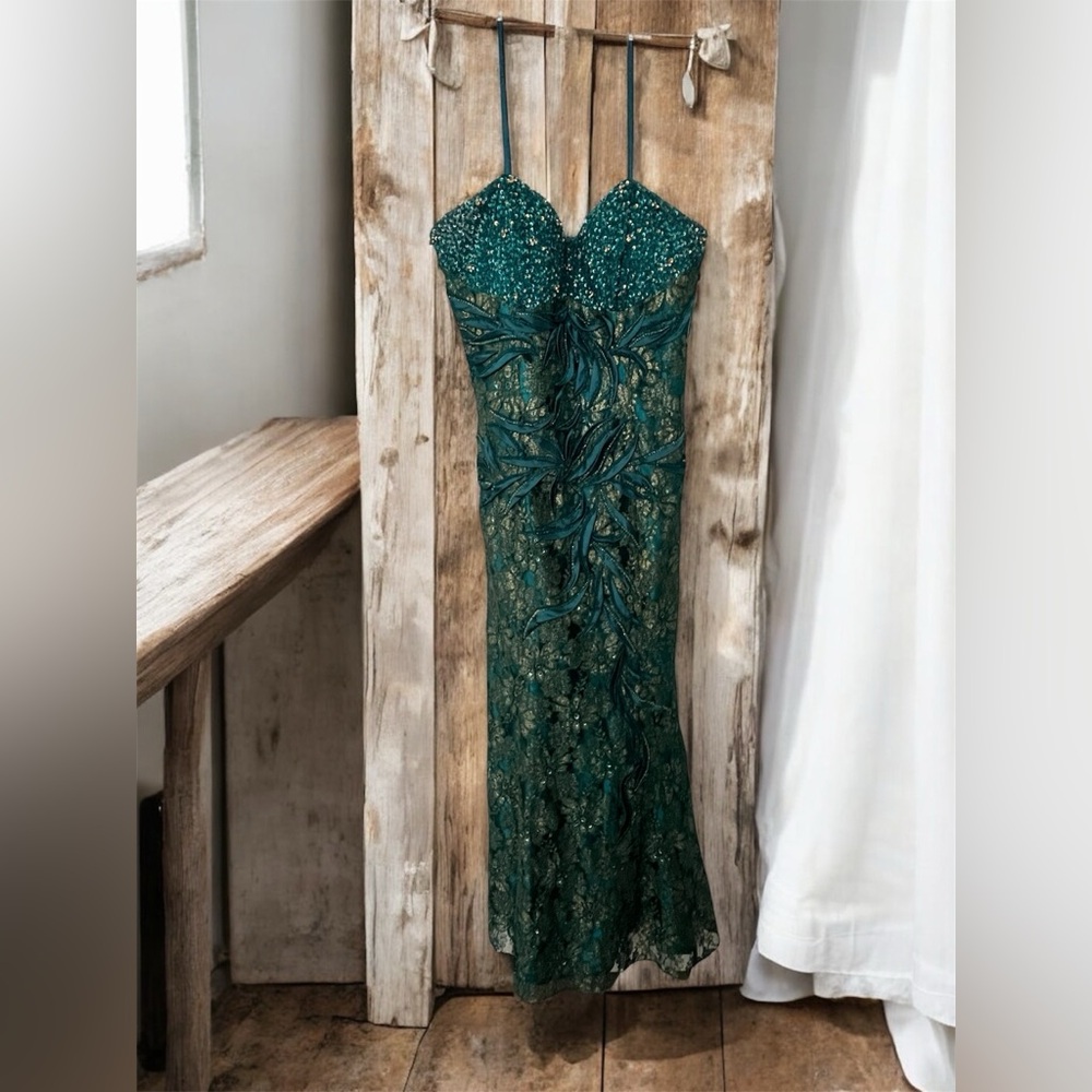 Aspeed Teal Beaded Maxi Dress